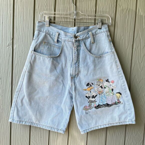 Vintage 1993 Jerry Leigh Looney Tunes Jean Shorts High Rise M - Picture 1 of 12